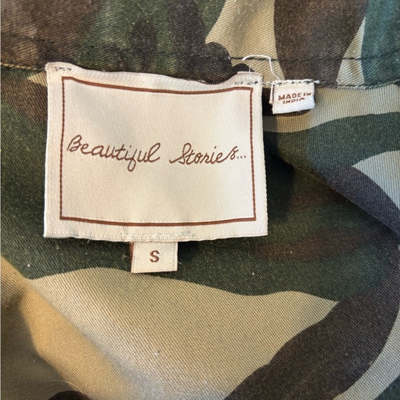 Anthropologie Beautiful Stories Embroidered Camoflage Charm Bomber Jacket Small - Picture 6 of 8